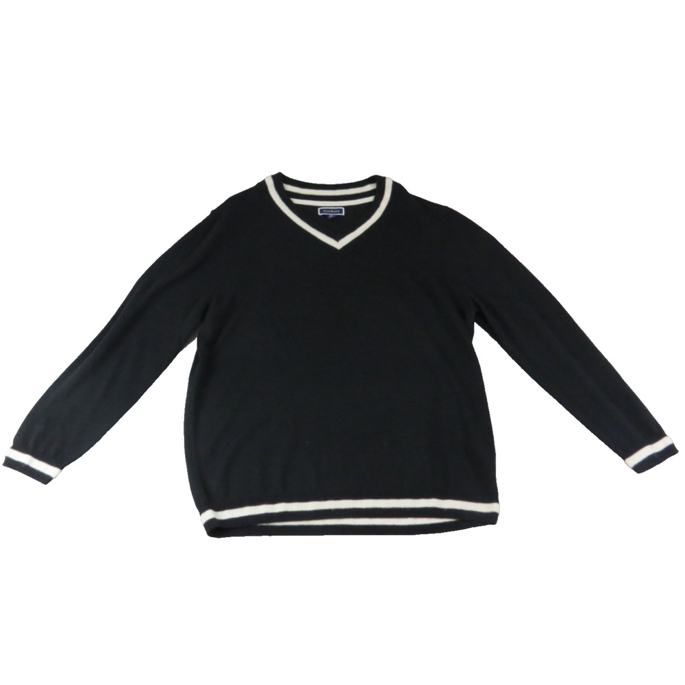 Club Room Cricket Merino Wool Blend Cozy V-Neck Pullover Sweater Black Men's XL